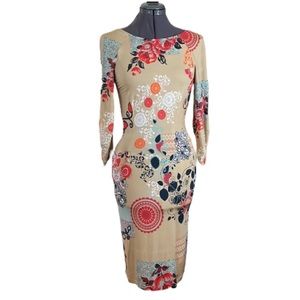 Chacok Beige Floral Print Dress